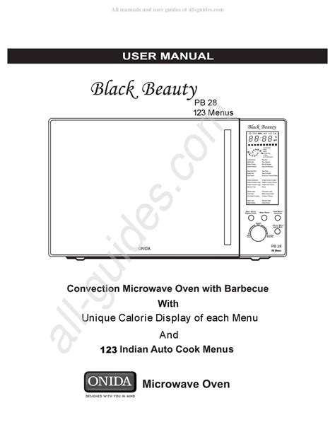 Onida Black Beauty Microwave Oven Manual