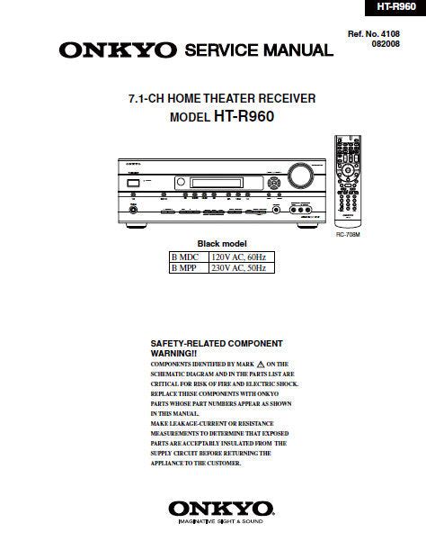 Onkyo Ht R960 7 1 Ch Home Theater Receiver Service Manual