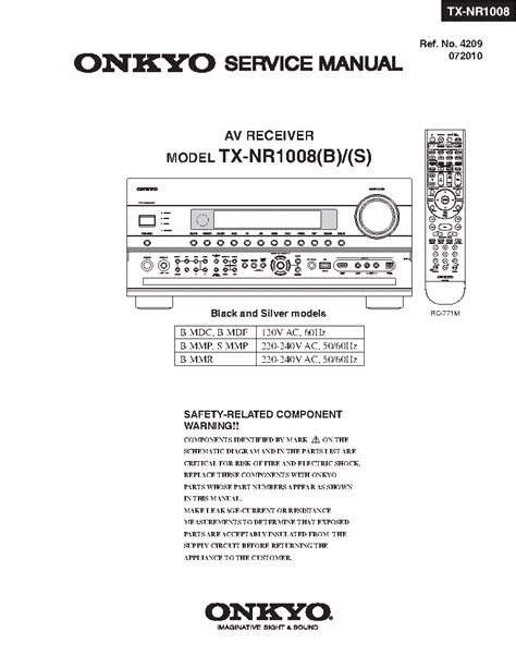 Onkyo Tx Nr1008 Service Manual And Repair Guide