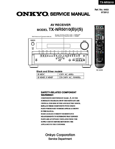 Onkyo Tx Nr5010 Service Manual And Repair Guide