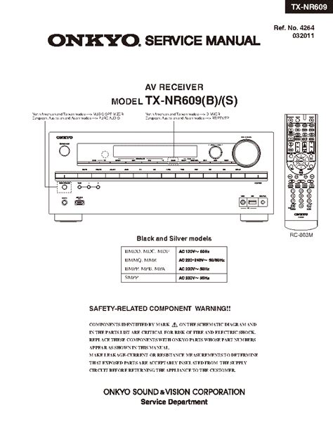 Onkyo Tx Nr609 Service Manual And Repair Guide