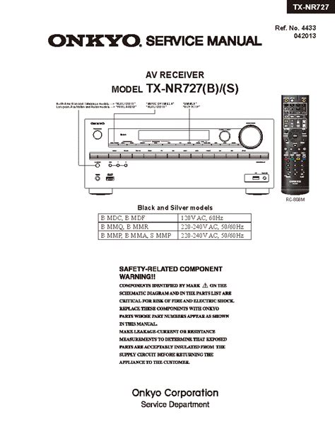 Onkyo Tx Nr727 Service Manual Repair Guide