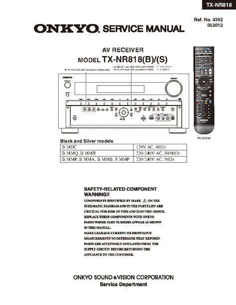 Onkyo Tx Nr818 Service Manual And Repair Guide