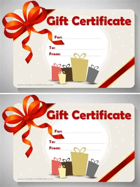 Online Gift Certificates Printable
