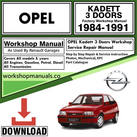 Opel Kadett Service Manual 1984 1991 Download