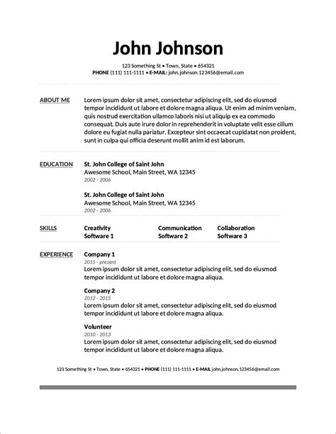 Open Office Writer Resume Template