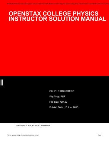 Openstax Physics Instructor Solution Manual