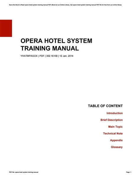 Opera Hotel System Software Training Manual