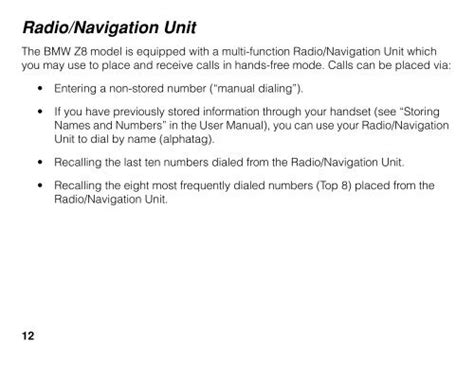 Operational Manual For Bmw Z8 Phone