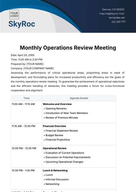 Operations Meeting Agenda Template