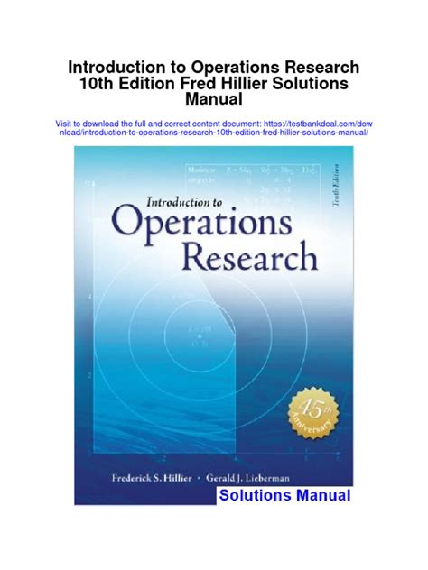 Operations Research Hillier Solutions Manual