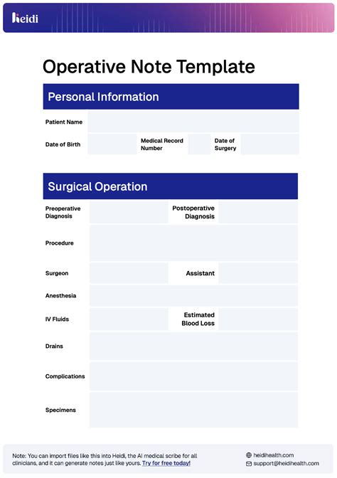 Operative Note Template