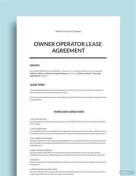 Operator Agreement Template
