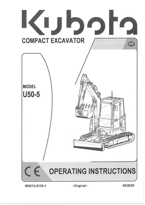 Operator Manual Kubota Mini Excavator