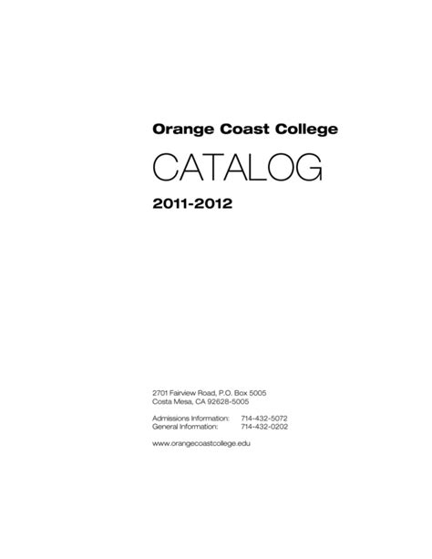 Orange Coast College Course Catalog Spring 2018