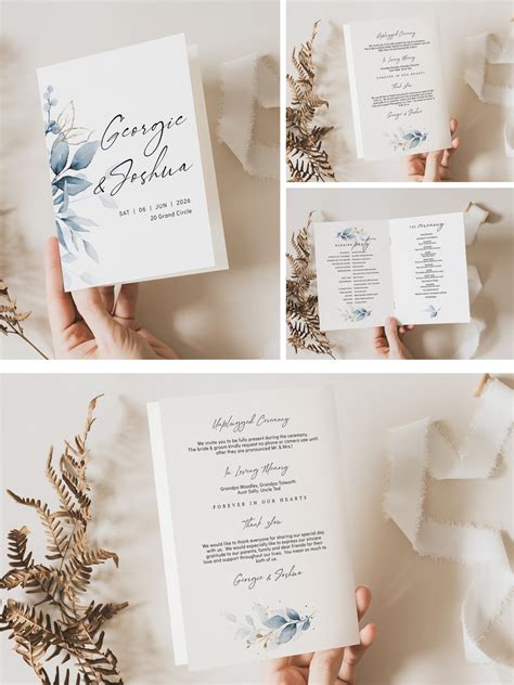 Order Of Service Booklets Dusty Blue Printable