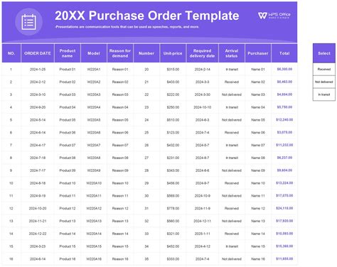 Order Spreadsheet Template