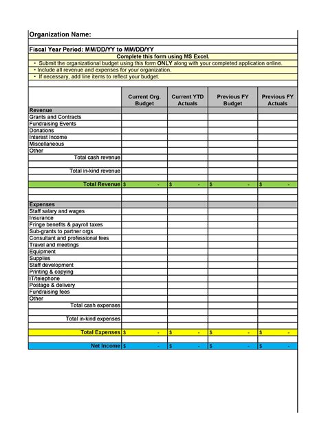 Organization Budget Template