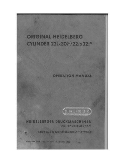Original Heidelberg Cylinder Press Manual