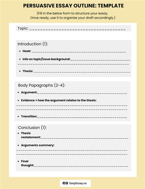 Outline Template For Persuasive Essay