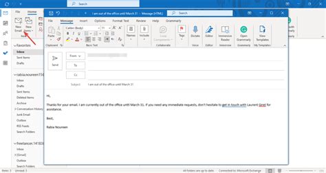 Outlook Out Of Office Message Template