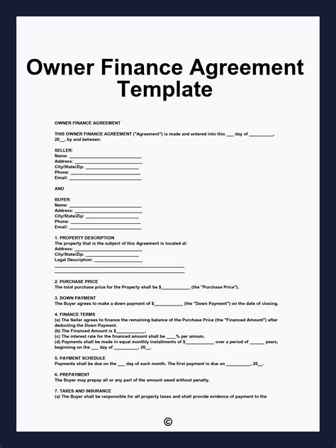 Owner Finance Agreement Template
