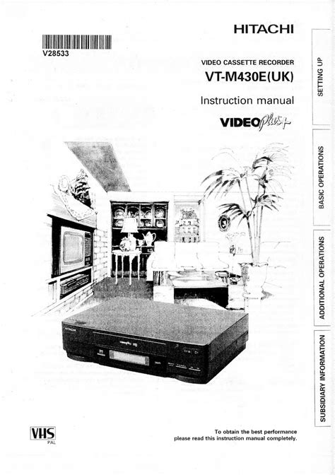 Owner Manual Hitachi Vt M430e Uk Vcr