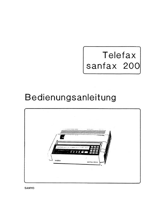 Owner Manual Sanyo Sanfax 200 Facsimile Transceiver