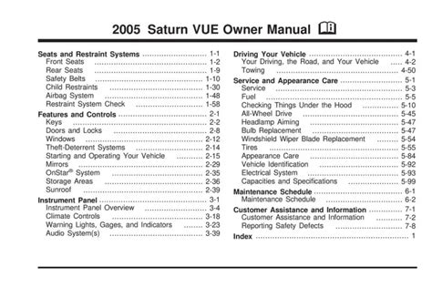 Owners Manual 2003 Saturn Vue Free