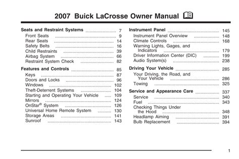 Owners Manual For A 2007 Buick Lacrosse