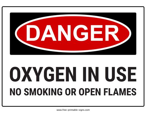 Oxygen In Use Printable Sign