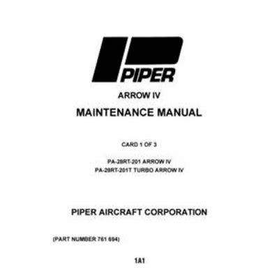 Pa 28rt 201 Arrow Iv Pa 28rt 201t Turbo Iv Maintenance Service Manual 761 694