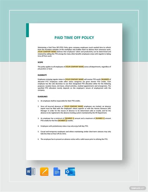 Paid Time Off Policy Template