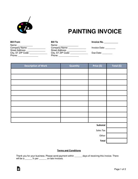 Painters Invoice Template