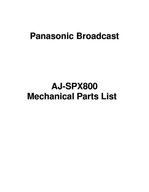 Panasonic Aj Spx800 Spx900 Service Manual And Repair Guide