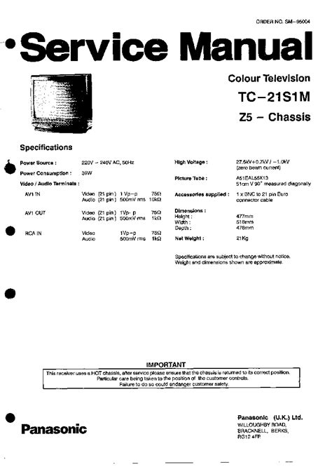 Panasonic Colour Tv Tc 21s1m Z 5 Chassis Service Manual Download