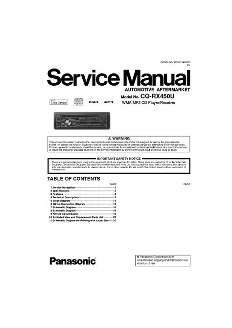 Panasonic Cq Rx450u Service Manual Download