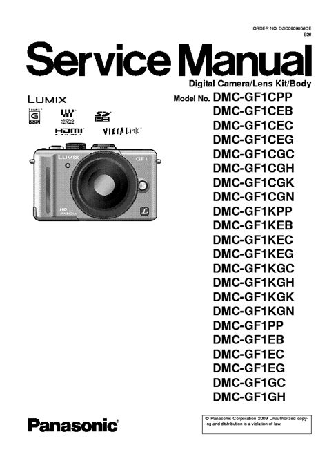 Panasonic Dmc Gf1 Series Service Manual Repair Guide