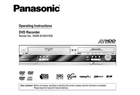Panasonic Dmr Eh80 Eh80v Eh80veg Eh80veb Service Manual