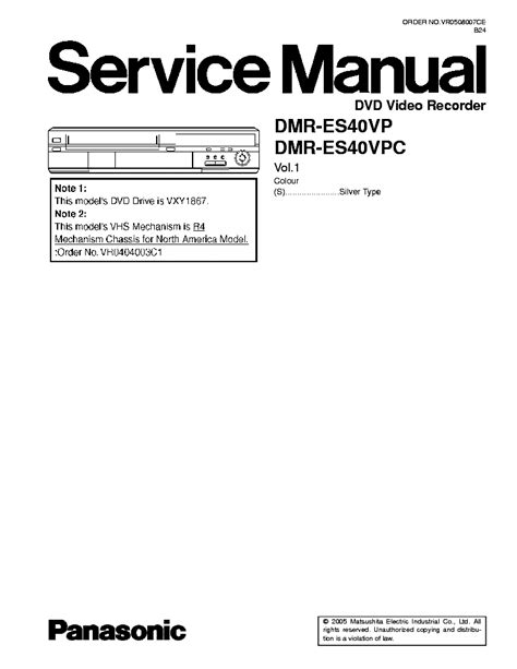 Panasonic Dmr Es40 Es40vp Es40vpc Service Manual Repair Guide