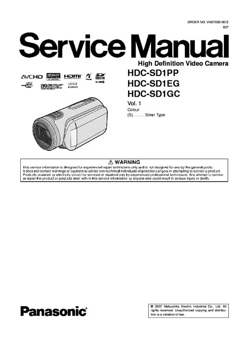 Panasonic Hdc Sd1 Service Manual Repair Guide