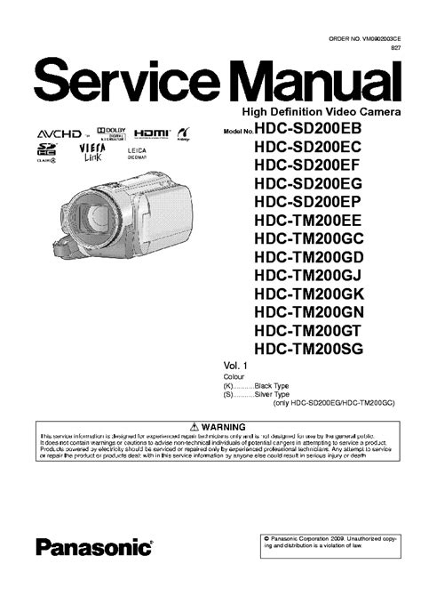 Panasonic Hdc Sd200 Series Service Manual Repair Guide Download