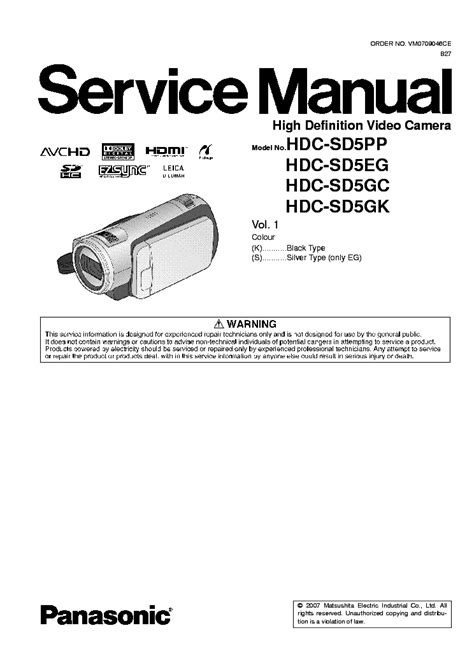 Panasonic Hdc Sd5 Service Manual Repair Guide