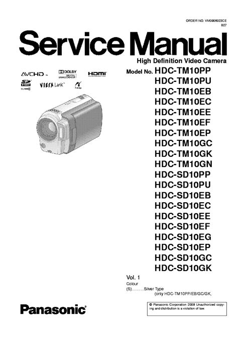 Panasonic Hdc Tm10 Sd10 Service Manual Repair Guide