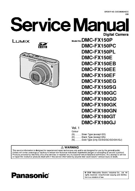 Panasonic Lumix Dmc Fx150 Dmc Fx180 Series Service Manual Repair Guide