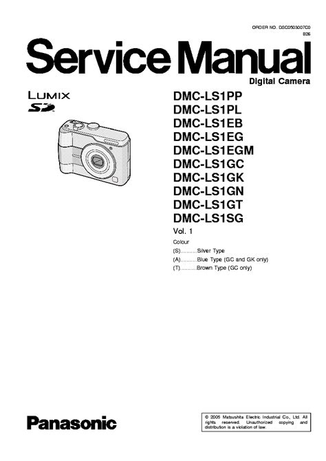 Panasonic Lumix Dmc L1 Series Service Manual Repair Guide