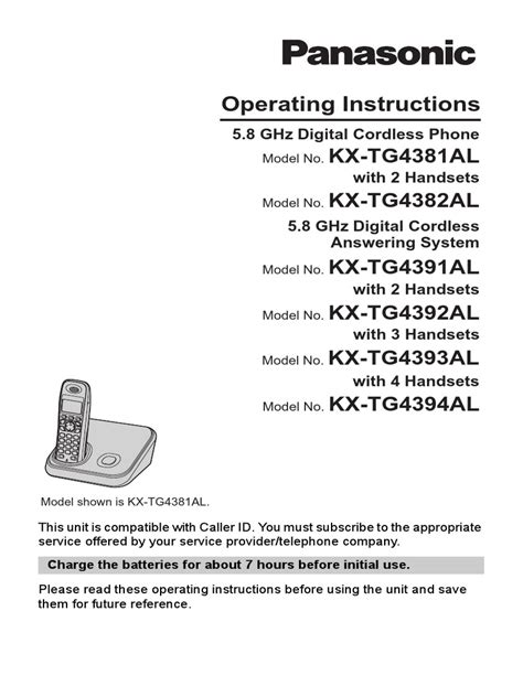 Panasonic Manual For Cordless Phones