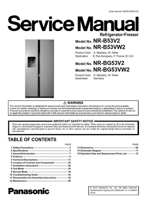 Panasonic Nr B53v2 Service Manual And Repair Guide