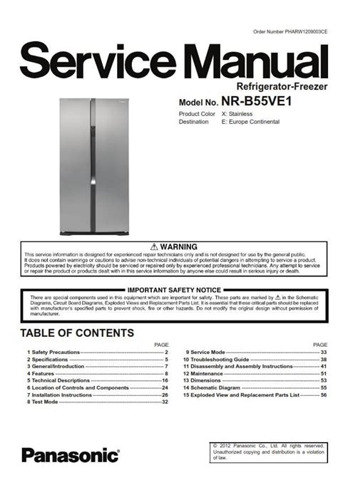 Panasonic Nr B55ve1 Service Manual And Repair Guide