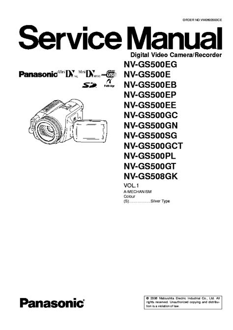 Panasonic Nv Gs500 Service Manual Repair Guide